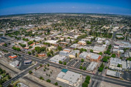 Foto de Vista aérea del centro de Tulare, California durante la primavera - Imagen libre de derechos
