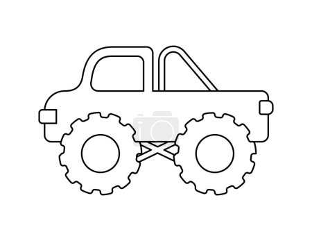 Ilustración de Esquema de camión monstruo para colorear plantilla de libro, ilustración de camión para hoja de trabajo para niños imprimible - Imagen libre de derechos