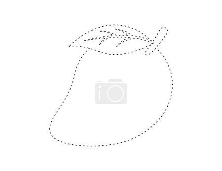 Téléchargez les illustrations : Contour en pointillés de mangue pour le modèle de livre à colorier, feuille de calcul illustration mangue pour enfants imprimable - en licence libre de droit