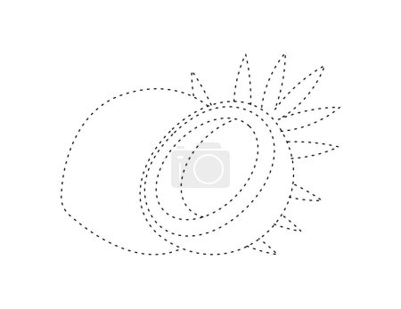Téléchargez les illustrations : Contour en pointillés de noix de coco pour le modèle de livre à colorier, noix de coco pour enfants feuille de calcul illustration imprimable - en licence libre de droit