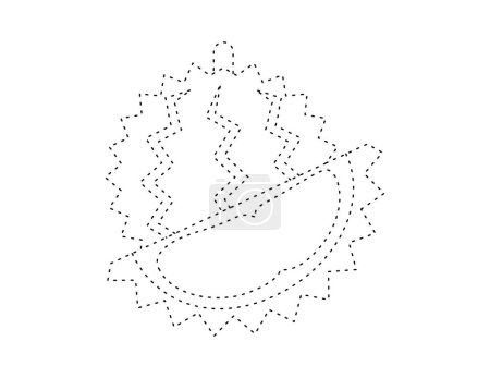 Téléchargez les illustrations : Contour durian pointillé pour modèle de livre à colorier, durian pour enfants feuille de calcul illustration imprimable - en licence libre de droit