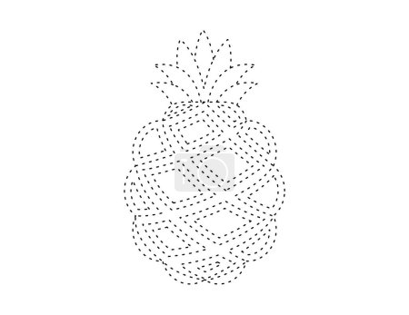 Téléchargez les illustrations : Contour en pointillés d'ananas pour le modèle de livre à colorier, feuille de calcul d'illustration ananas pour enfants imprimable - en licence libre de droit