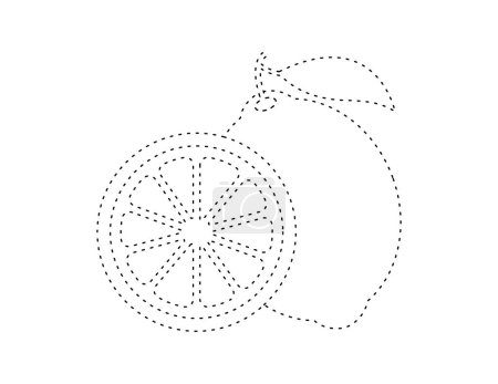 Téléchargez les illustrations : Contour citron pointillé pour modèle de livre à colorier, feuille de calcul illustration citron pour enfants imprimable - en licence libre de droit