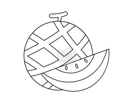 Téléchargez les illustrations : Contour de melon pour modèle de livre à colorier, melon pour enfants feuille de calcul illustration imprimable - en licence libre de droit