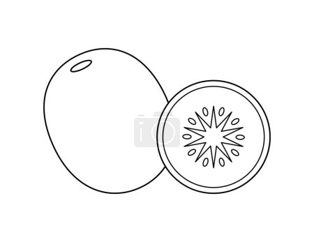 Téléchargez les illustrations : Kiwi contour de fruits pour modèle de livre à colorier, kiwi pour enfants feuille de calcul illustration imprimable - en licence libre de droit