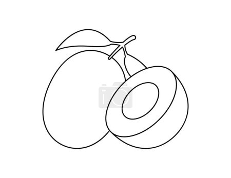 Téléchargez les illustrations : Contour de fruits jamun pour modèle de livre à colorier, feuille de travail illustration jamun fruit pour enfants imprimable - en licence libre de droit