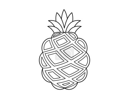 Téléchargez les illustrations : Contour d'ananas pour modèle de livre à colorier, feuille de travail d'illustration d'ananas pour enfants imprimable - en licence libre de droit