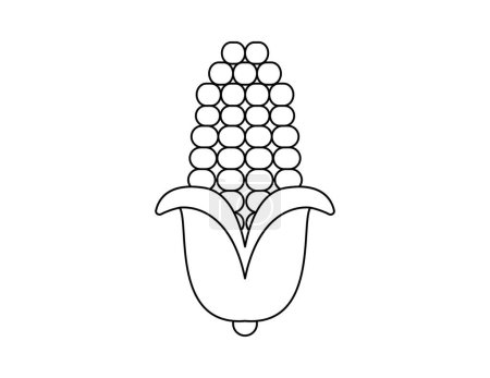 contorno de maíz dulce para colorear plantilla de libro, maíz dulce para niños hoja de trabajo de ilustración imprimible