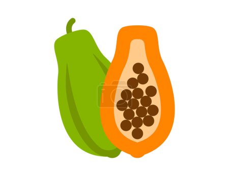 Téléchargez les illustrations : Illustration de papaye pour modèle de livre à colorier, feuille de calcul papaye pour enfants imprimable - en licence libre de droit
