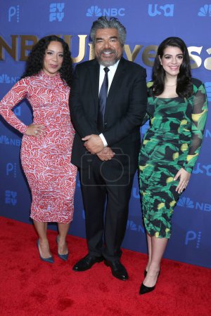 Photo for LOS ANGELES - JAN 15:  Selenis Leyva, George Lopez, Mayan Lopez at NBCUniversal Press Tour Red Carpet at the Langham Pasadena Hotel  on January 15, 2023 in Pasadena, CA - Royalty Free Image
