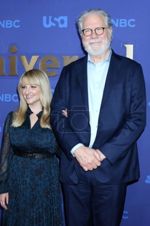 Photo for LOS ANGELES - JAN 15:  Melissa Rauch, John Larroquette at NBCUniversal Press Tour Red Carpet at the Langham Pasadena Hotel  on January 15, 2023 in Pasadena, CA - Royalty Free Image