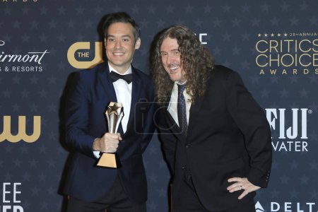 Photo for LOS ANGELES - JAN 15:  Eric Appel, Weird Al Yankovic at 2023 Critics Choice Press Room at the Fairmont Century Plaza on January 15, 2023 in Century City, CA - Royalty Free Image