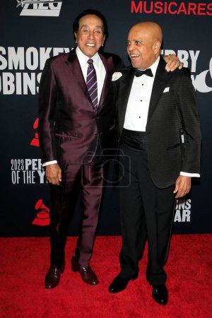 Photo for LOS ANGELES - DEC 3:  Smokey Robinson, Berry Gordy at the 2023 MusiCares Persons of the Year at the Los Angeles Convention Center on February 3, 2023 in Los Angeles, CA - Royalty Free Image