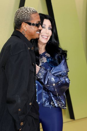 Photo for LOS ANGELES - MAR 9:  Alexander Edwards, Cher at the Versace FW23 Show at the Pacific Design Center on March 9, 2023 in West Hollywood, CA - Royalty Free Image