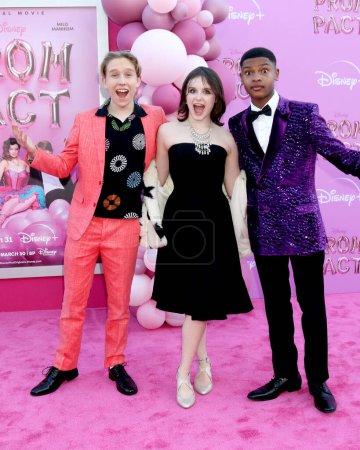 Photo for LOS ANGELES - MAR 24:  Luke Busey, Shiloh Verrico, Alfred Lewis at Prom Pact Premiere Screening at the Wilshire Ebell Theater on March 24, 2023 in Los Angeles, CA - Royalty Free Image