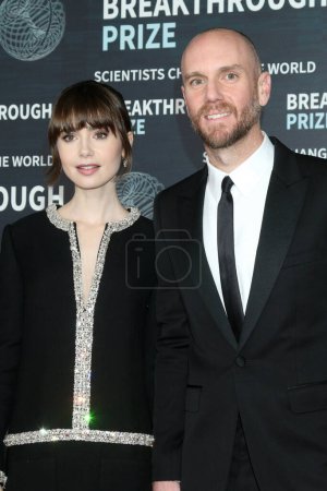 Photo for LOS ANGELES - APR 15:  Lily Collins, Charlie McDowell at the 9th Breakthrough Prize Ceremony Arrivals at the Academy Museum of Motion Pictures on April 15, 2023 in Los Angeles, CA - Royalty Free Image