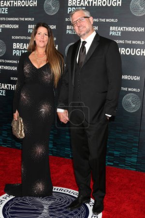 Photo for LOS ANGELES - APR 15:  Patty Jenkins, Sam Sheridan at the 9th Breakthrough Prize Ceremony Arrivals at the Academy Museum of Motion Pictures on April 15, 2023 in Los Angeles, CA - Royalty Free Image