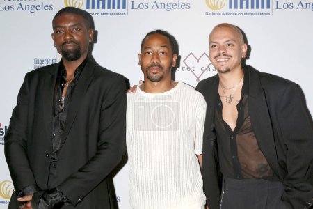Photo for LOS ANGELES - MAY 12:  Ugo Mozie, Brandon T Jackson, Evan Ross at the NAMI WLA 2023 Mental Health Gala at the Pacific Design Center on May 12, 2023 in West Hollywood, CA - Royalty Free Image
