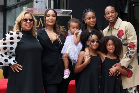 Photo for LOS ANGELES - MAY 18:  Roberta Shields, Eudoxie Mbouguiengue, Karma Bridges, Dauthers, Chris Bridges aka Ludacris at the Ludacris Star Ceremony on the Hollywood Walk of Fame on May 18, 2023 in Los Angeles, CA - Royalty Free Image