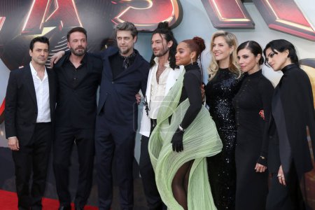 Photo for LOS ANGELES - JUN 12:  Ron Livingston, Ben Affleck, Andres Muschietti, Ezra Miller, Kiersey Clemons, Barbara Muschietti, Maribel Verdu, Sasha Calle at The Flash Premiere at the Ovation Hollywood Courtyard on June 12, 2023 in Los Angeles, CA - Royalty Free Image