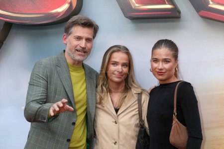 Photo for LOS ANGELES - JUN 12:  Nikolaj Coster-Waldau, Fillippa Coster-Waldau, Safina Waldau at The Flash Premiere at the Ovation Hollywood Courtyard on June 12, 2023 in Los Angeles, CA - Royalty Free Image