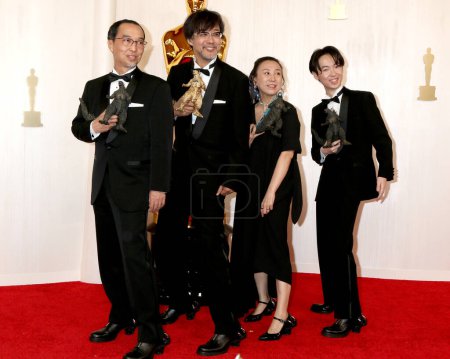 Photo for LOS ANGELES - MAR 10:  Masaki Takahashi, Takashi Yamazaki, Kiyoko Shibuya, Tatsuji Nojima at the 96th Academy Awards Arrivals at the Dolby Theater on March 10, 2024 in Los Angeles, CA - Royalty Free Image