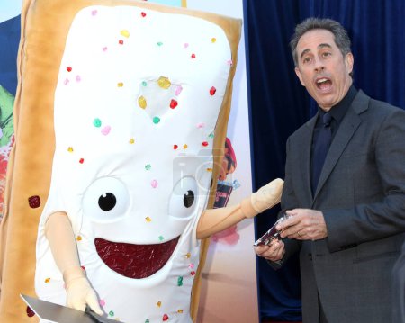 Photo for LOS ANGELES, USA - APRIL 30:  Pop-Tart, Jerry Seinfeld at the Unfrosted Premiere at the Egyptian Theater on April 30, 2024 in Los Angeles, CA - Royalty Free Image