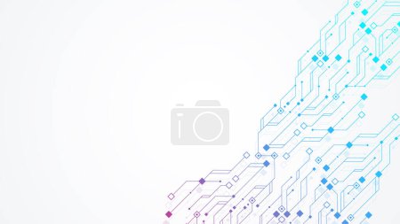 Photo for Quantum computer technologies concept. Futuristic blue circuit board background. Modern technology circuit board texture background design. Waves flow. Quantum explosion technology, illustration. - Royalty Free Image
