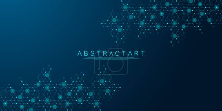 Modern health care or medical background design. Health care innovation concept. Horizontal header web banner. Abstract geometric background with hexagon shapes for medicine, science, chemistry
