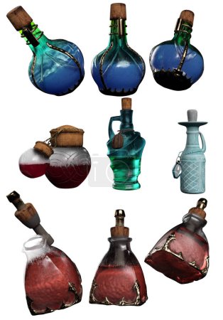 Fantasy Magic Potion Bottles or Phials, Magic Spells, Love Potions