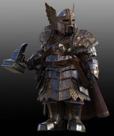Fantasy Dwarven Paladin or Knight in Heavy Armor