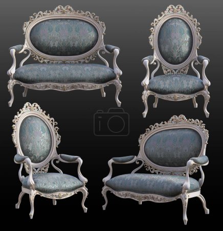 Photo for Renaissance, Rococo or Baroque Upholstered Furniture, Light Blue - Royalty Free Image