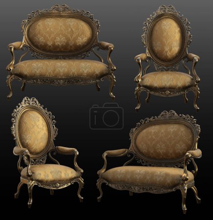 Photo for Renaissance, Rococo or Baroque Upholstered Furniture, Gold - Royalty Free Image