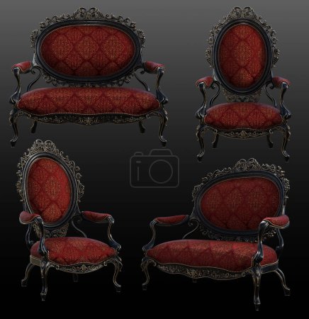 Photo for Renaissance, Rococo or Baroque Upholstered Furniture, Red - Royalty Free Image