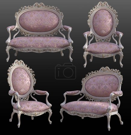 Photo for Renaissance, Rococo or Baroque Upholstered Furniture, Pink - Royalty Free Image