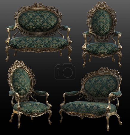 Photo for Renaissance, Rococo or Baroque Upholstered Furniture, Green - Royalty Free Image