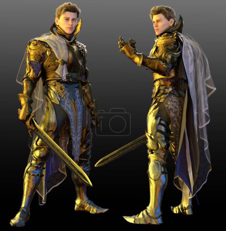 3D CGI Fan Art Knight or Warrior in Golden Armor