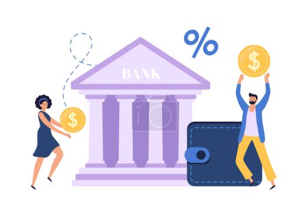 Save investment concept, deposit and get cash from bank. Deposit for business investment financial vector illustration