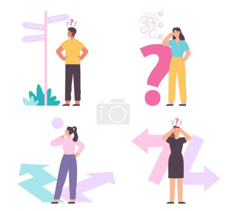 Ilustración de Make decision concept, right and wrong solution. Vector of choose and decision, choice wrong or right, opportunity and decide to success way illustration - Imagen libre de derechos