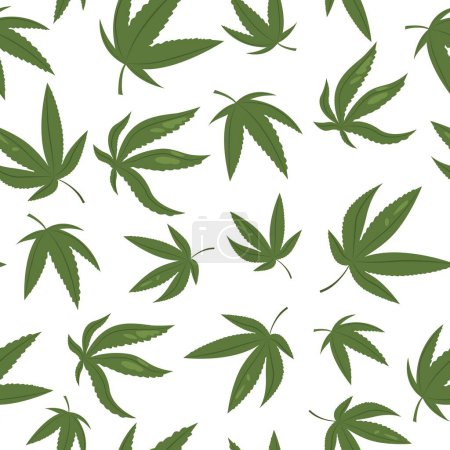 Illustration for Weed pattern. Seamless print with cannabis green leaf, medical legalized marijuana symbol for wrapping paper wallpaper textile. Vector cartoon texture pattern cannabis print seamless illustration - Royalty Free Image