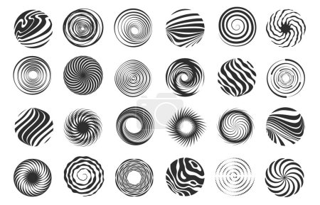 Illustration for Swirl figure. Spiral abstract movement and hypnotic vortex, whirl and vortex dynamic icon design. Vector tornado spiral icons set of hypnotic spiral and swirl illustration - Royalty Free Image