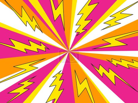 Illustration for Lightning bolt comic background. Electric energy and explosion abstract decorative backdrop, power burst effect wallpaper. Vector comic graphic bolt energy lightning illustration - Royalty Free Image