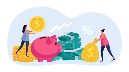 Illustration for Investment concept save money, business investment money, vector financial illustration, cash and currency, bank economy isolated, banking profit wealth - Royalty Free Image
