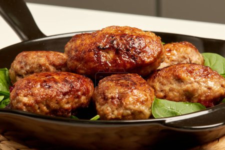 Pork, beef or chicken minced meat cutlets. Pan-fried meatballs. Dinner for the family.