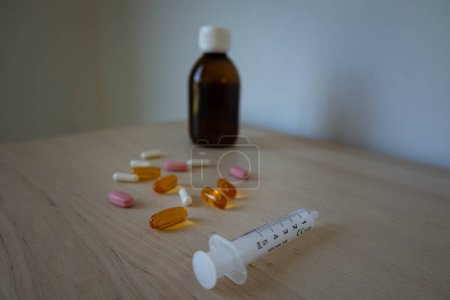 Photo for Pills on the table, medicine concept - Royalty Free Image