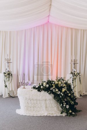 Photo for Scenic shot of beautiful wedding decorations for ceremony - Royalty Free Image
