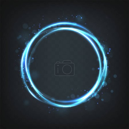Illustration for Illustration. Blue portal flair round circle with sparkles and glow in the dark. - Royalty Free Image