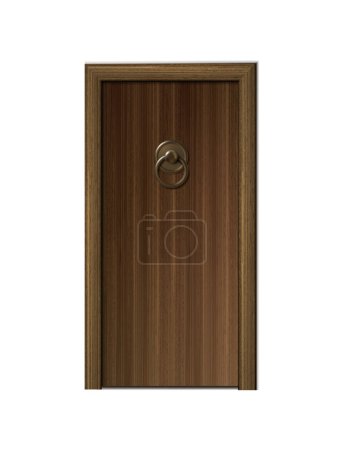 Illustration for Realistic vector icon. Old antique wooden door with golden handle. - Royalty Free Image