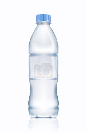 Ilustración de Icono de vector realista. Botella de agua de plástico. Aislado sobre fondo blanco. Bebida, bebida maqueta. - Imagen libre de derechos