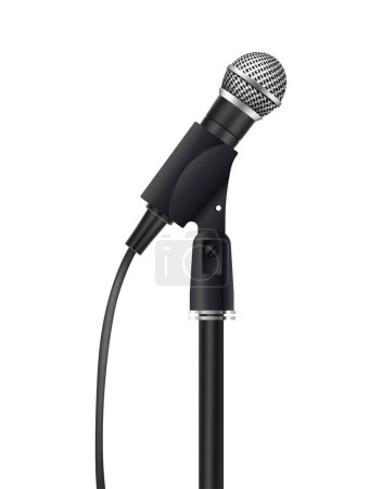 Illustration for 3d realistic vector icon. Music sound concept. Modern style microphone. Isolated on white background. - Royalty Free Image